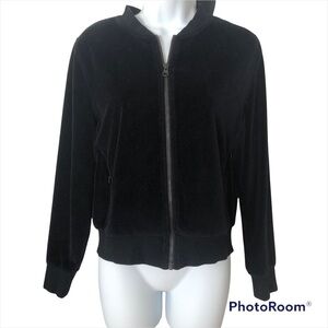 Zella Black velour zip up jacket size extra small
